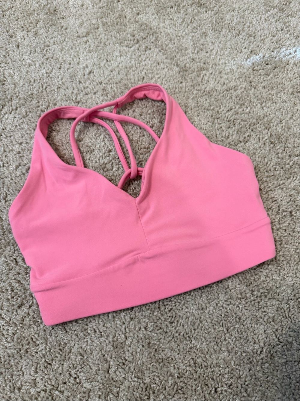 Athleta Pink Strappy V-Neck Sports Bra, XS!